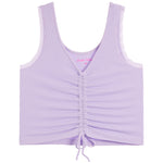 Lace Trim Tie Front Crop Tank - Denny's