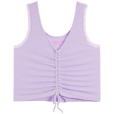 Lace Trim Tie Front Crop Tank - Denny's