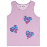 Rib Tank With 3 Glitter Hearts