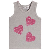 Rib Tank WIth 3 Pink Hearts