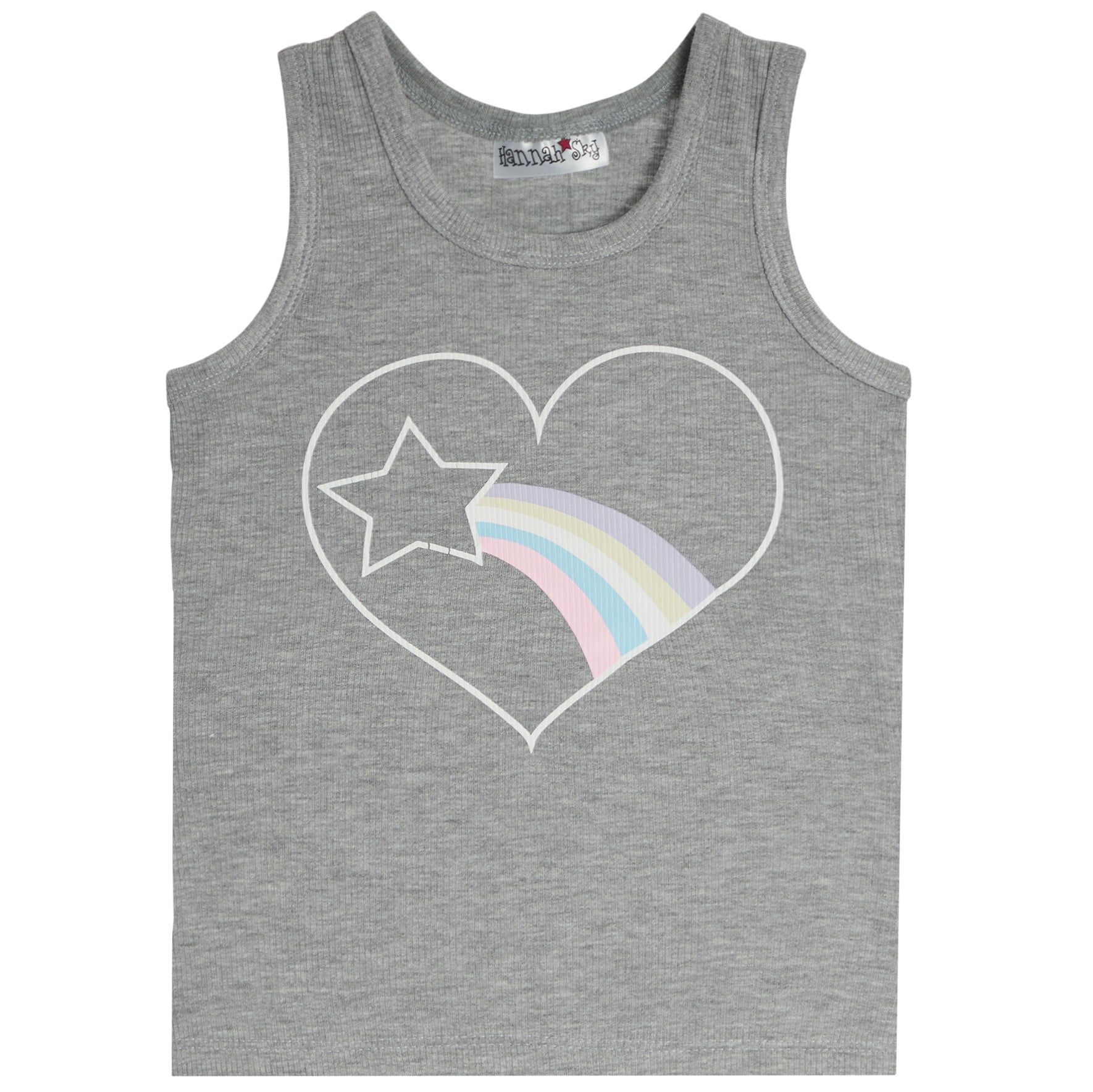 Rainbow Star Heart Ribbed Tank - Denny's