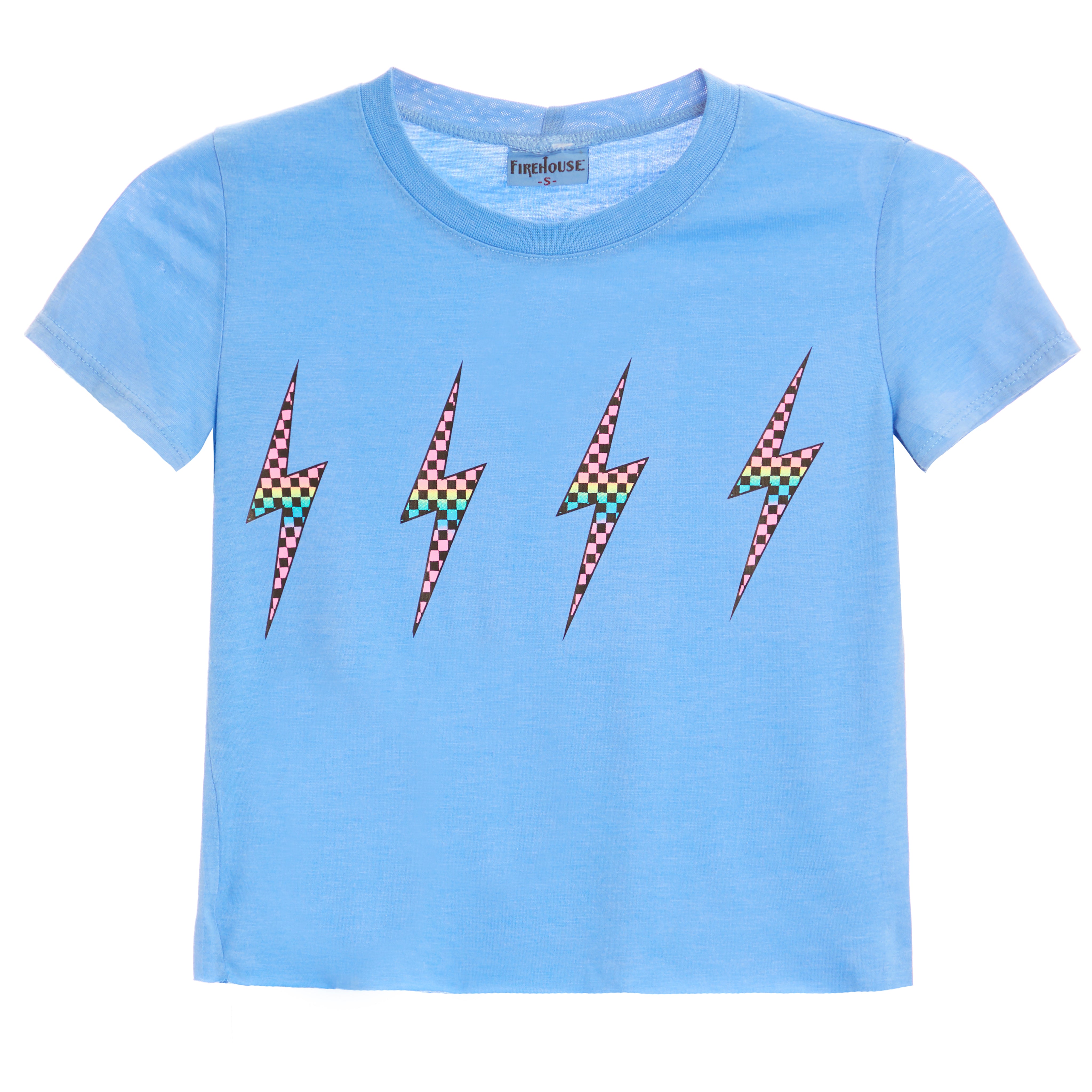Ombre Checkered Bolts Crop Tee - Denny's