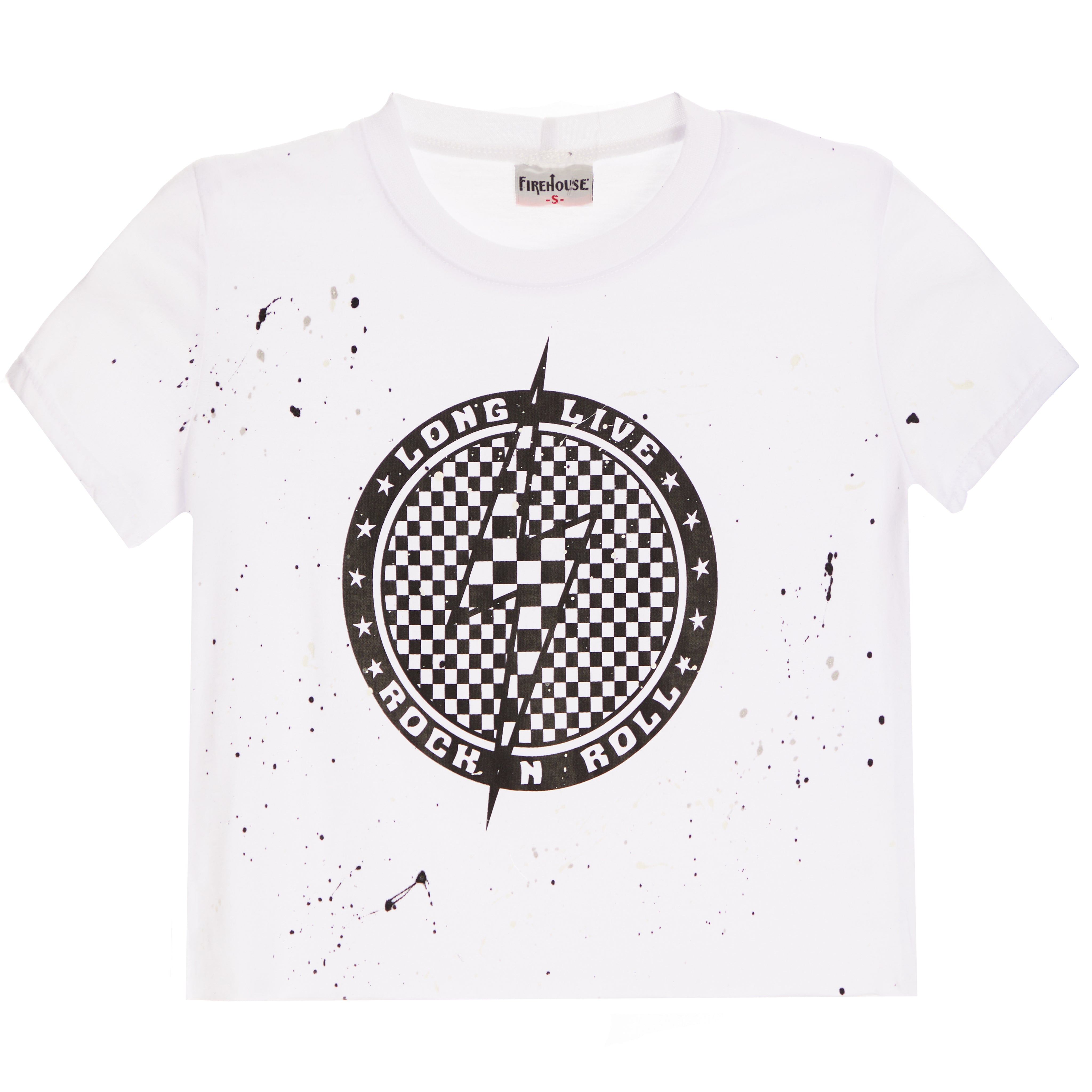 Long Live Rock N Roll Splatter Crop Tee - Denny's