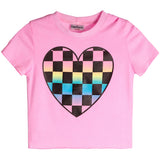 Multi Checked Heart Cropped Tee - Denny's