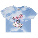 Tie Dye Short Sleeve Tee With Dice Bow