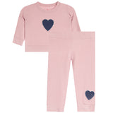 Mauve 2pc Hacci Denim Heart Set