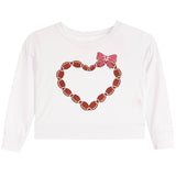 Football Heart And Bow Long Sleeve Tee