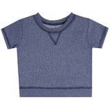 Short Sleeve French Terry Smiley Baseball Sweatshirt