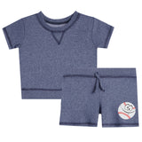 Short Sleeve French Terry Smiley Baseball Sweatshirt