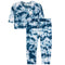 A two-piece children's outfit set featuring a long-sleeve shirt and matching pants in a blue and white tie-dye pattern. The shirt has a white lightning bolt graphic on the chest, and both pieces feature elastic waistbands and cuffs.