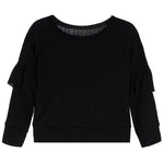 Drop Shoulder Ruffle Sweatshirt - Denny's