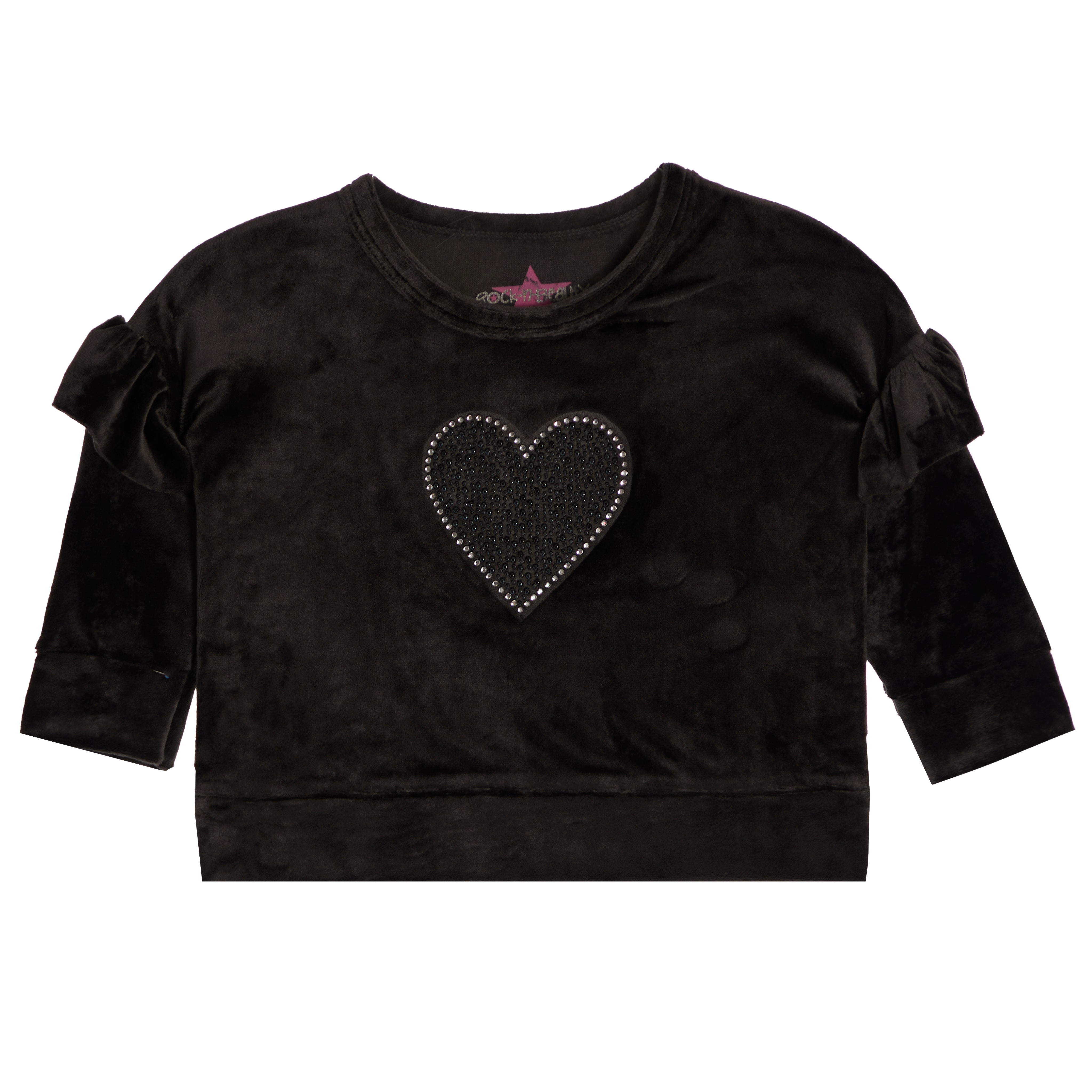 2pc Drop Shoulder Velour Heart Legging Set - Denny's