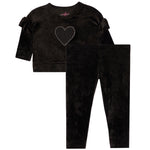 2pc Drop Shoulder Velour Heart Legging Set - Denny's