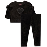 2pc Drop Shoulder Velour Heart Legging Set - Denny's
