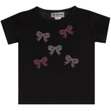 Short Sleeve Rib Tee With Multi Pink Bows