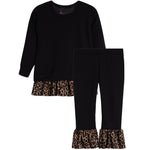 Leopard Ruffle Sweatshirt & Trumpet Pant Set - Denny's