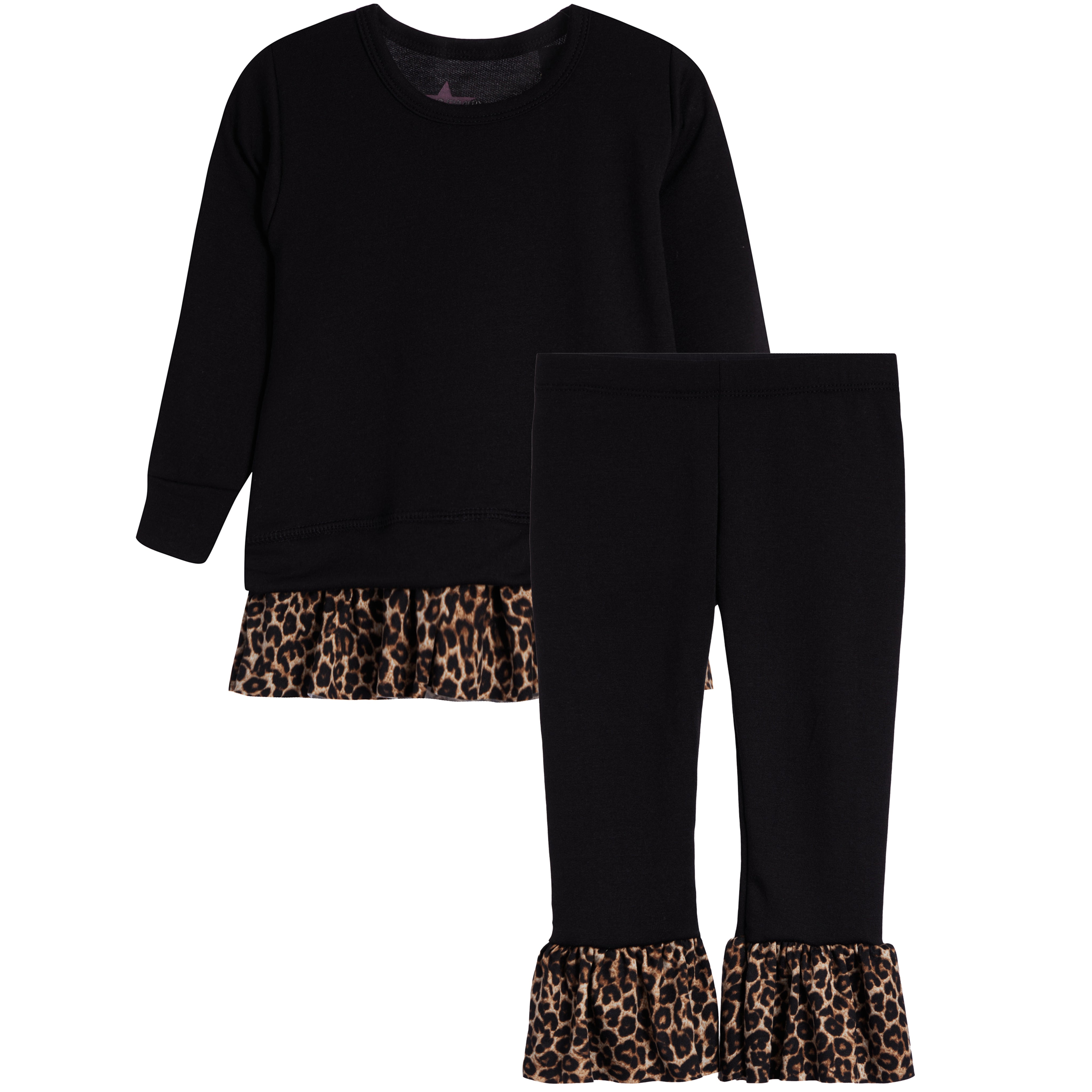 Leopard Ruffle Sweatshirt & Trumpet Pant Set - Denny's