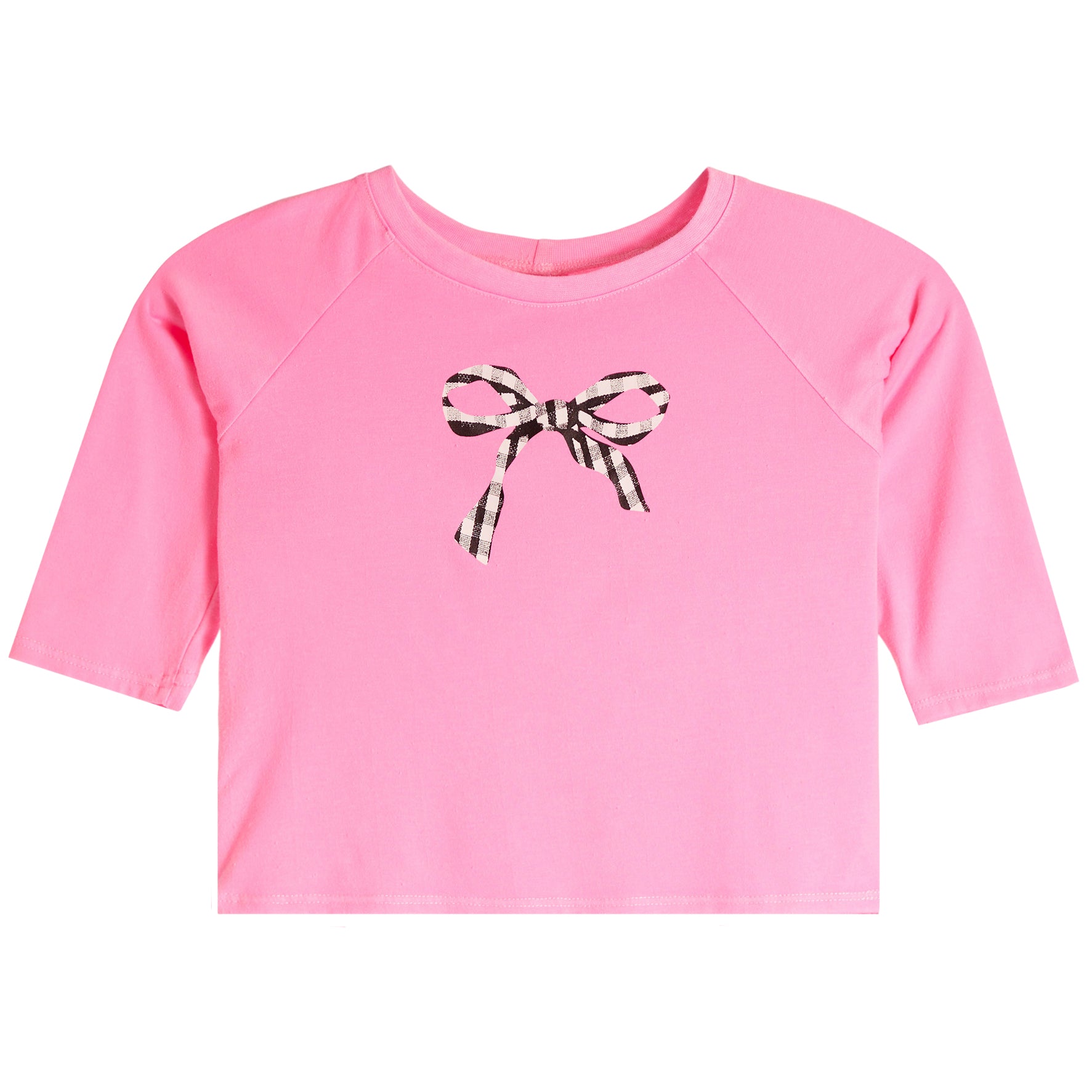 3/4 Sleeve Gingham Bow Top - Denny's