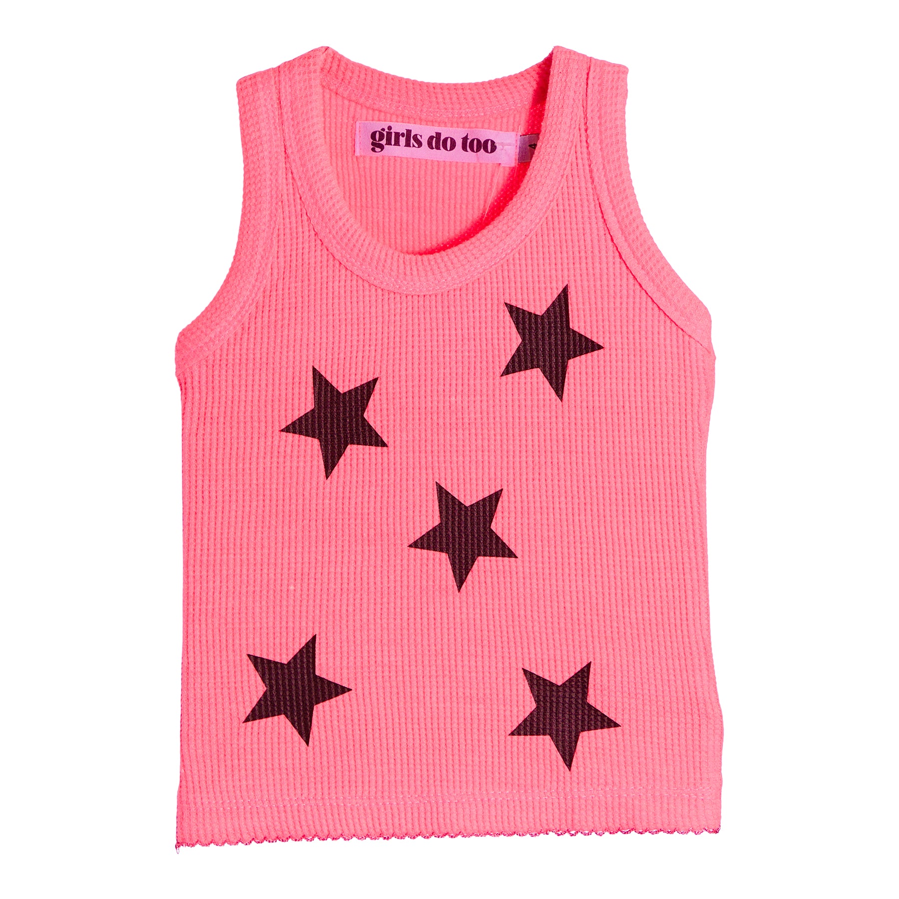 Allover Black Stars Waffle Tank - Denny's