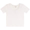 A short-sleeve crewneck t-shirt in solid white, laid flat against a clean white background.