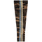 A single camouflage-patterned track pants leg shown flat against a solid white background, featuring four vertical stripes down the center in blue, light blue, beige, and yellow.