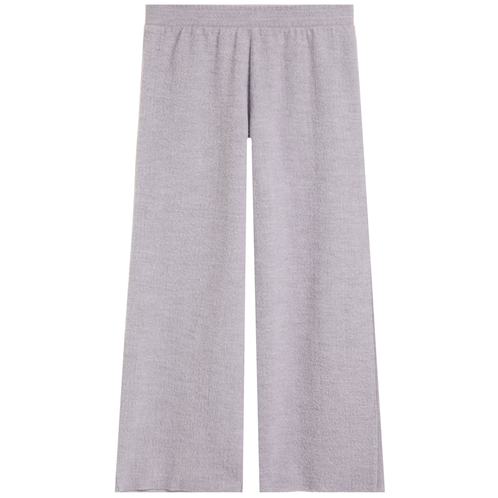 Light gray heathered wide-leg lounge pants with an elastic waistband, shown flat against a white background.