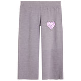 Pink Bandana Heart Reverse Fleece Wide Leg Pant