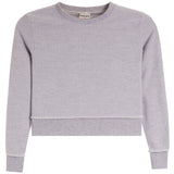 A light gray heather crewneck sweatshirt with long sleeves and ribbed cuffs, displayed flat against a white background.