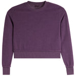 A cropped crewneck sweatshirt in a solid dark purple color, shown flat against a plain white background.