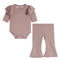 2pc Ribbed Ruffle Onesies Flare Pant Set - Denny's