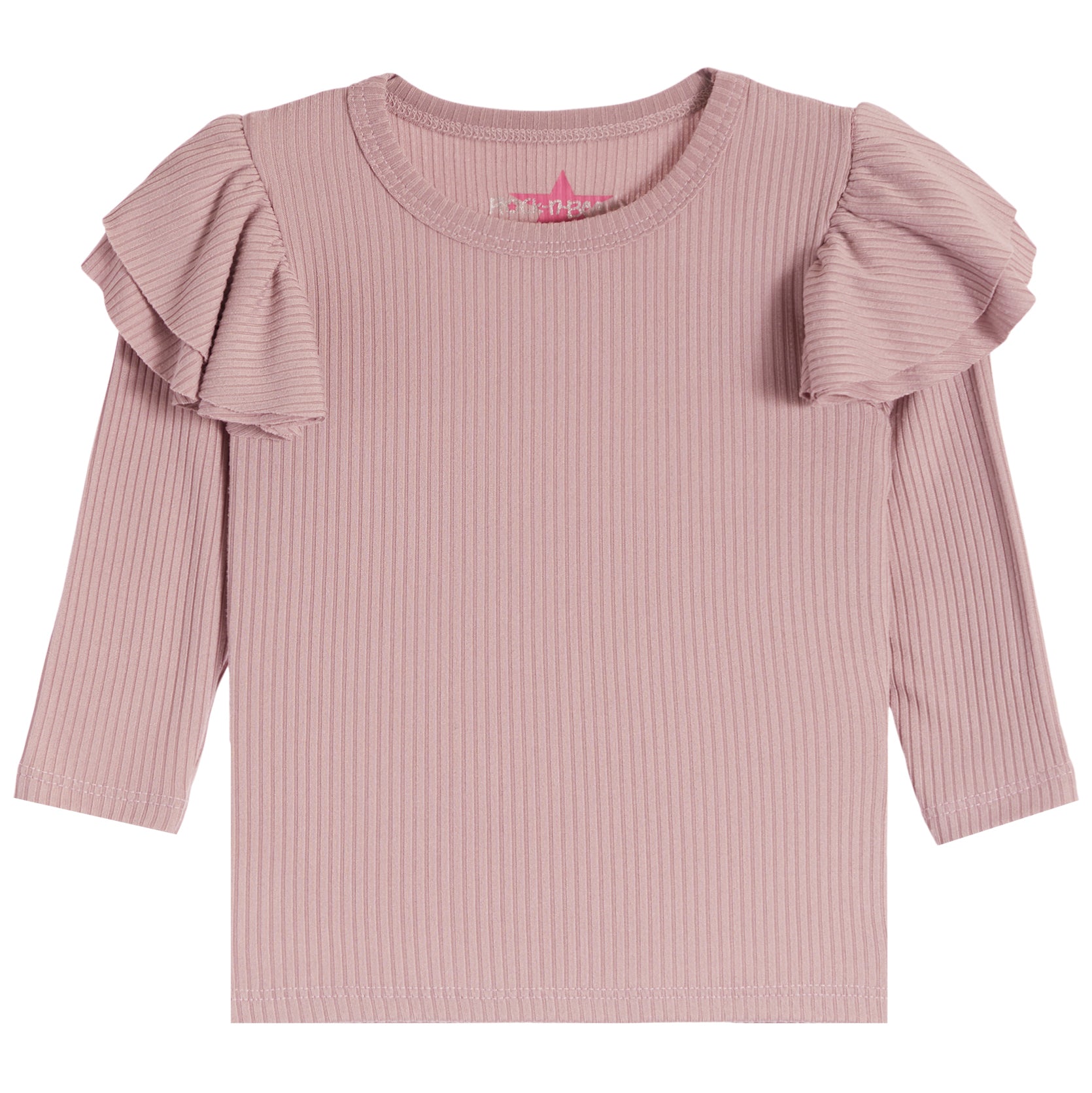 2pc Ribbed Ruffle Tee Flare Pant Set - Denny's