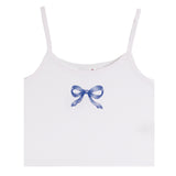Rib Cami With Blue Bow