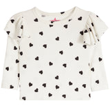 Allover Black Heart Ruffle Long Sleeve Shirt - Denny's