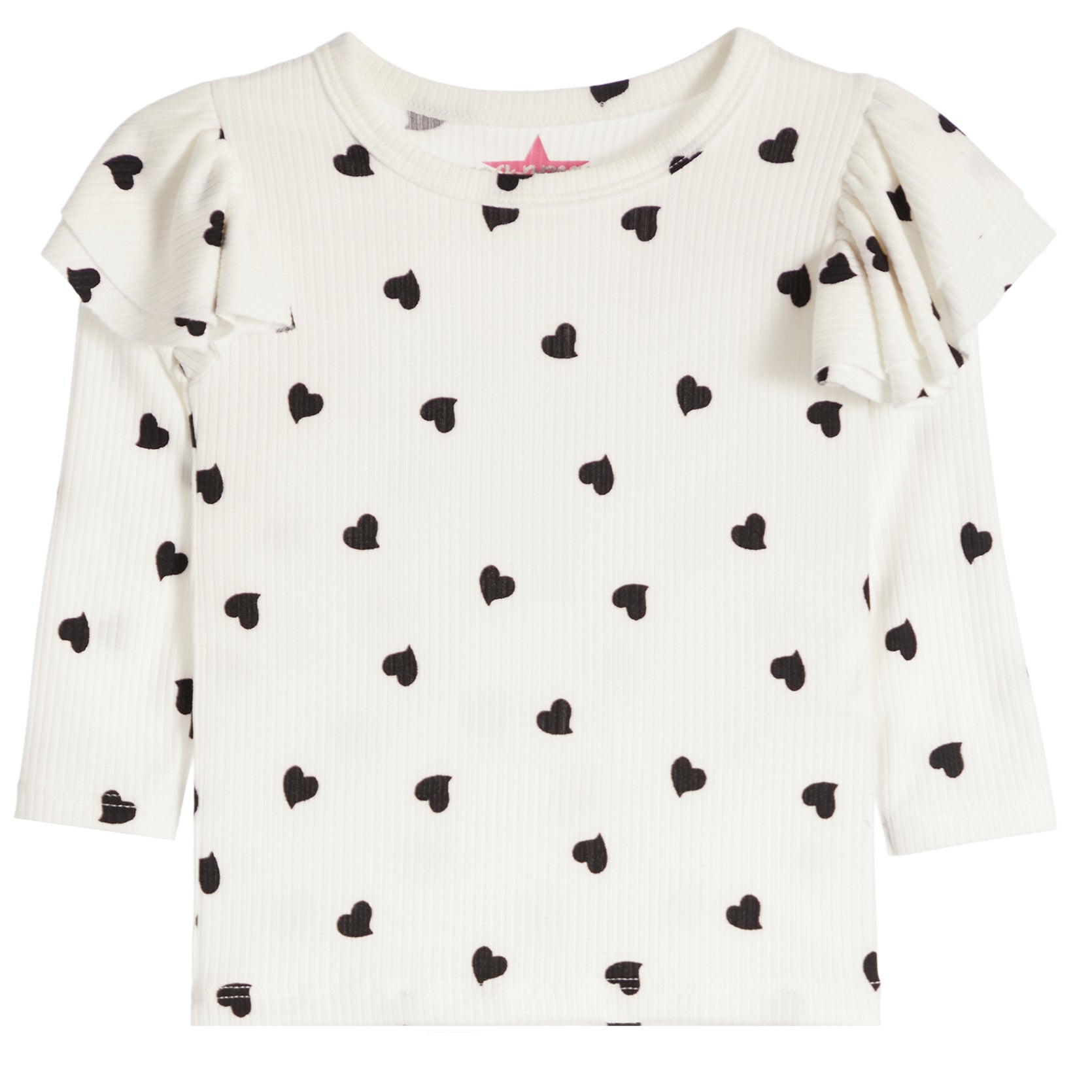 Heart Double Ruffle Long Sleeve Tee - Denny's