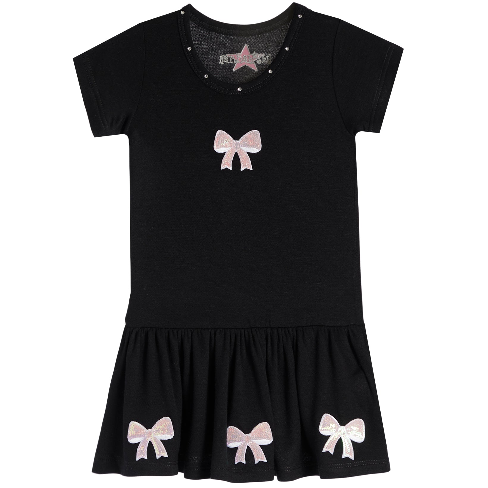 Pink Sequin Bows Short Sleeve Dress - Denny's