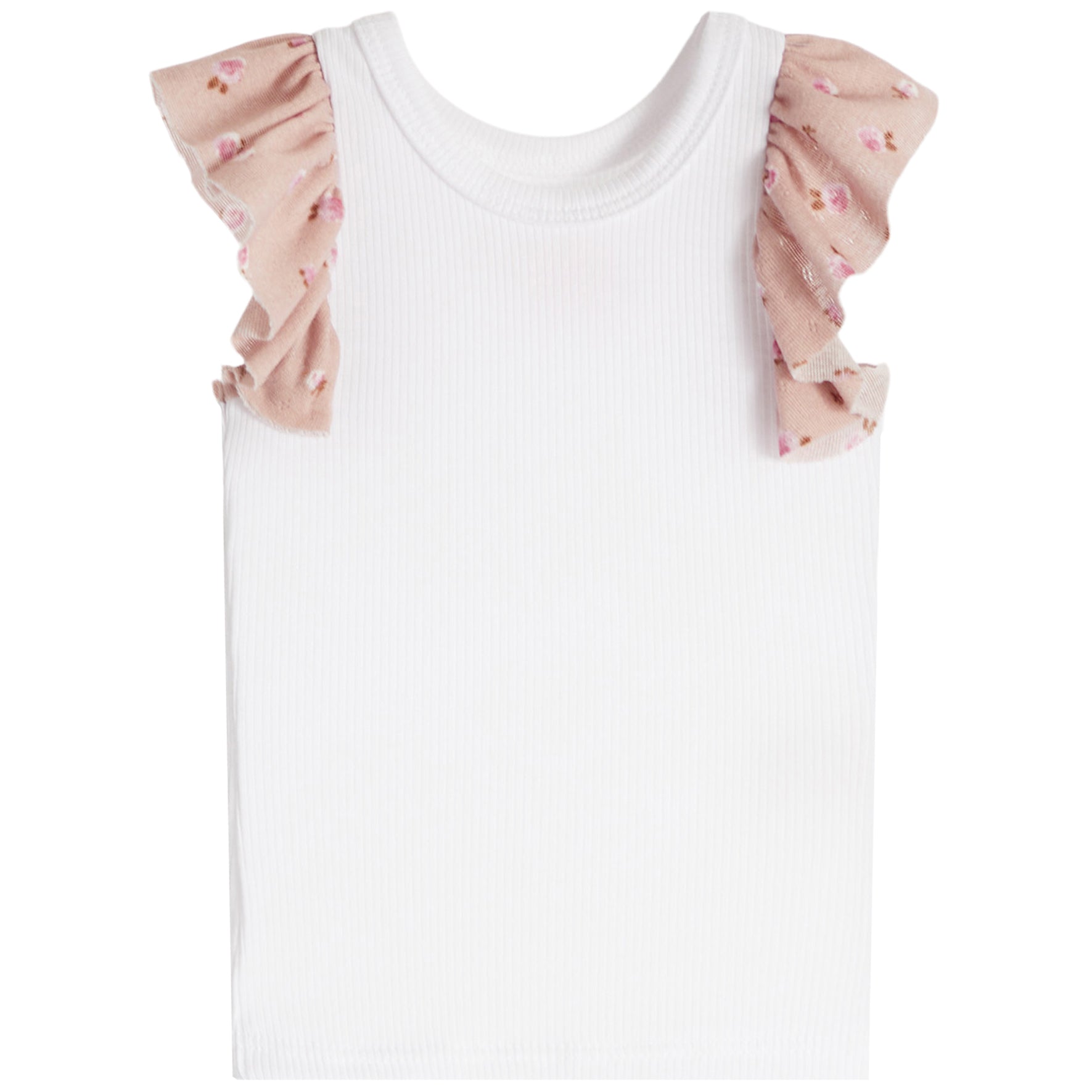 Contrast Ruffle Cocoa Floral Tank - Denny's