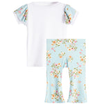 2pc Floral Ruffle Shoulder & Bell Bottom Pant Set - Denny's