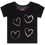 Short Sleeve Tee With Multi Silver Hearts