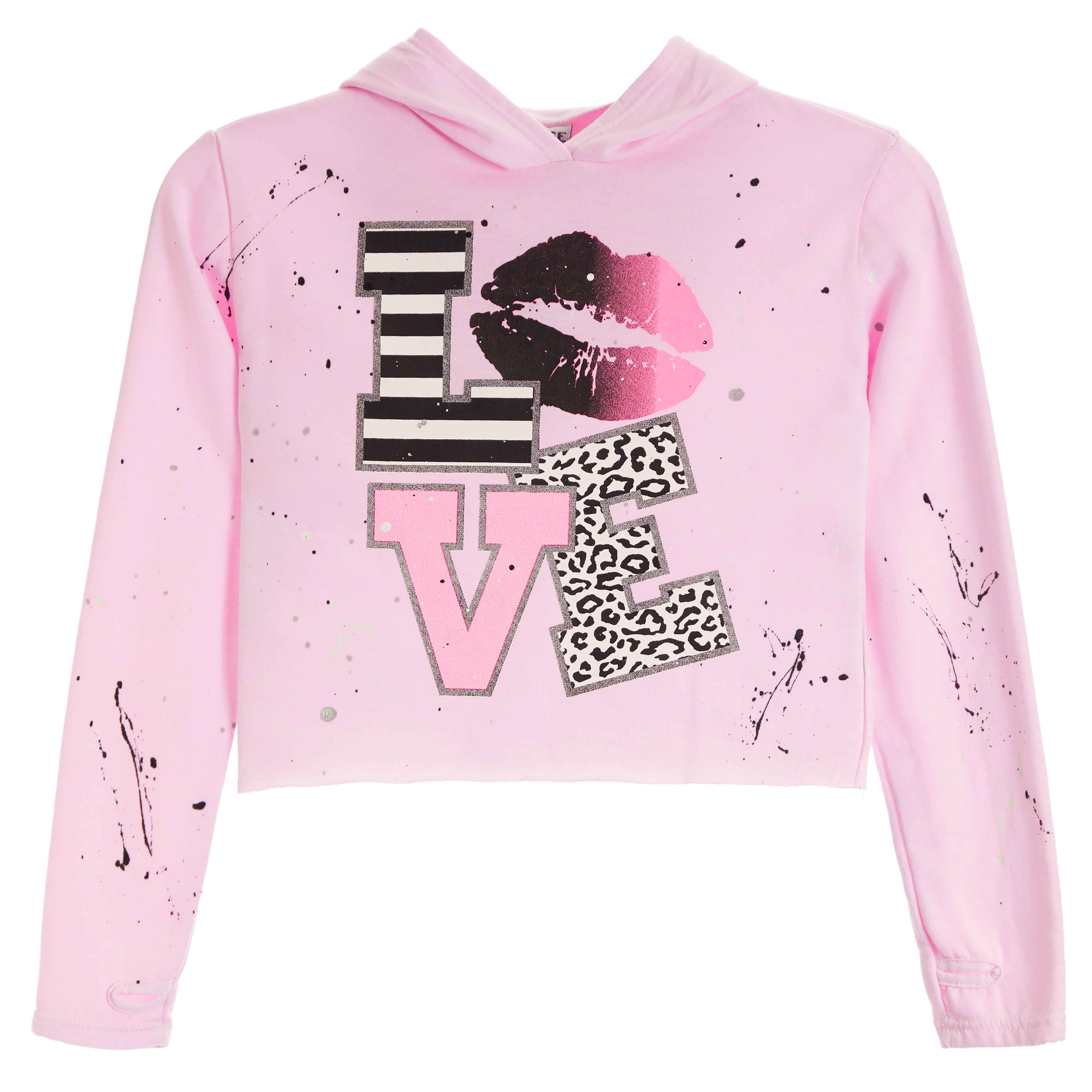 Love Lips Splatter Crop Hoodie - Denny's