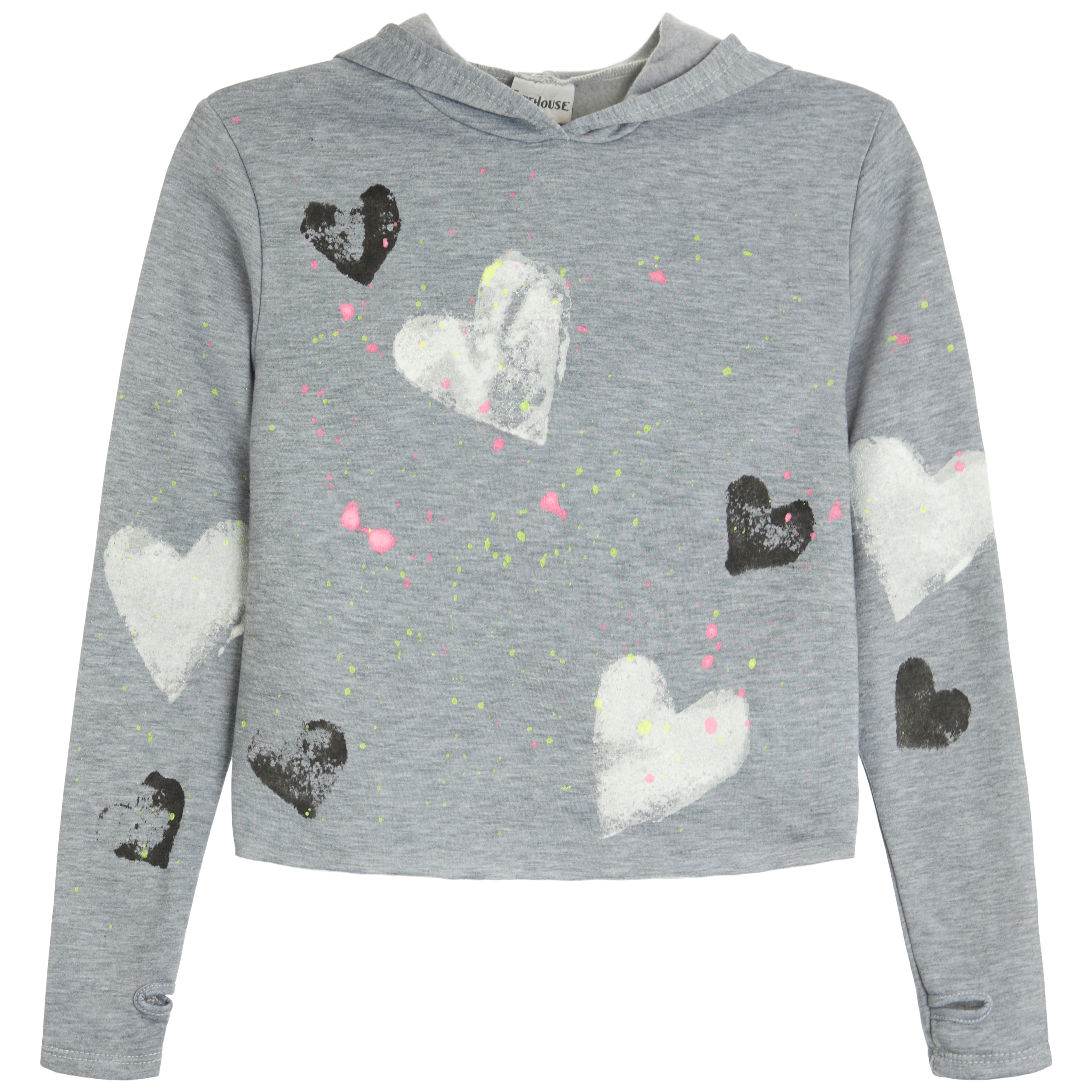 Heart Stamp and Neon Splatter Hoodie - Denny's