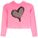 Checked Heart Crop Hoodie - Denny's
