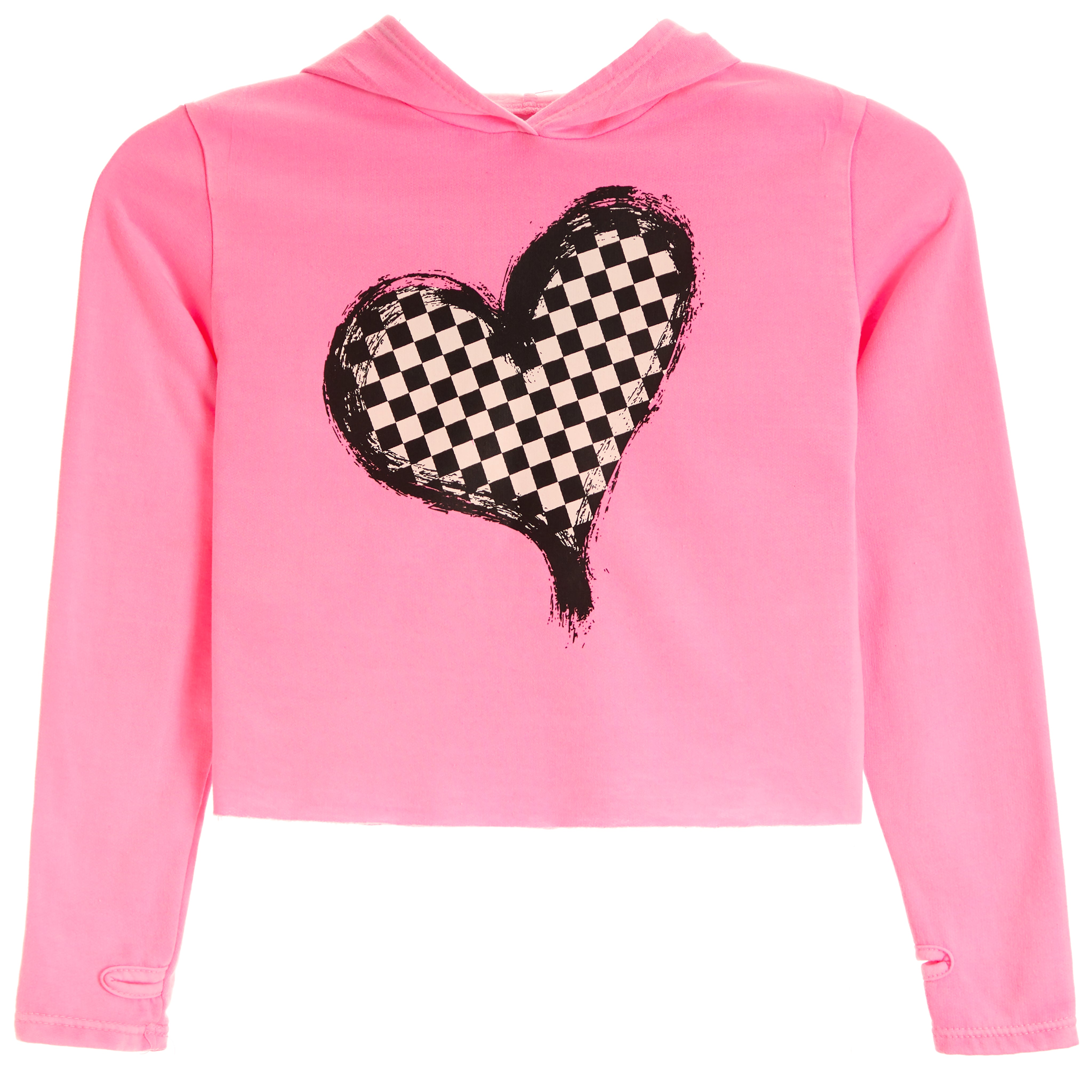 Checked Heart Crop Hoodie - Denny's