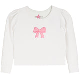 Plush Pink Bow Puff Sleeve Thermal - Denny's