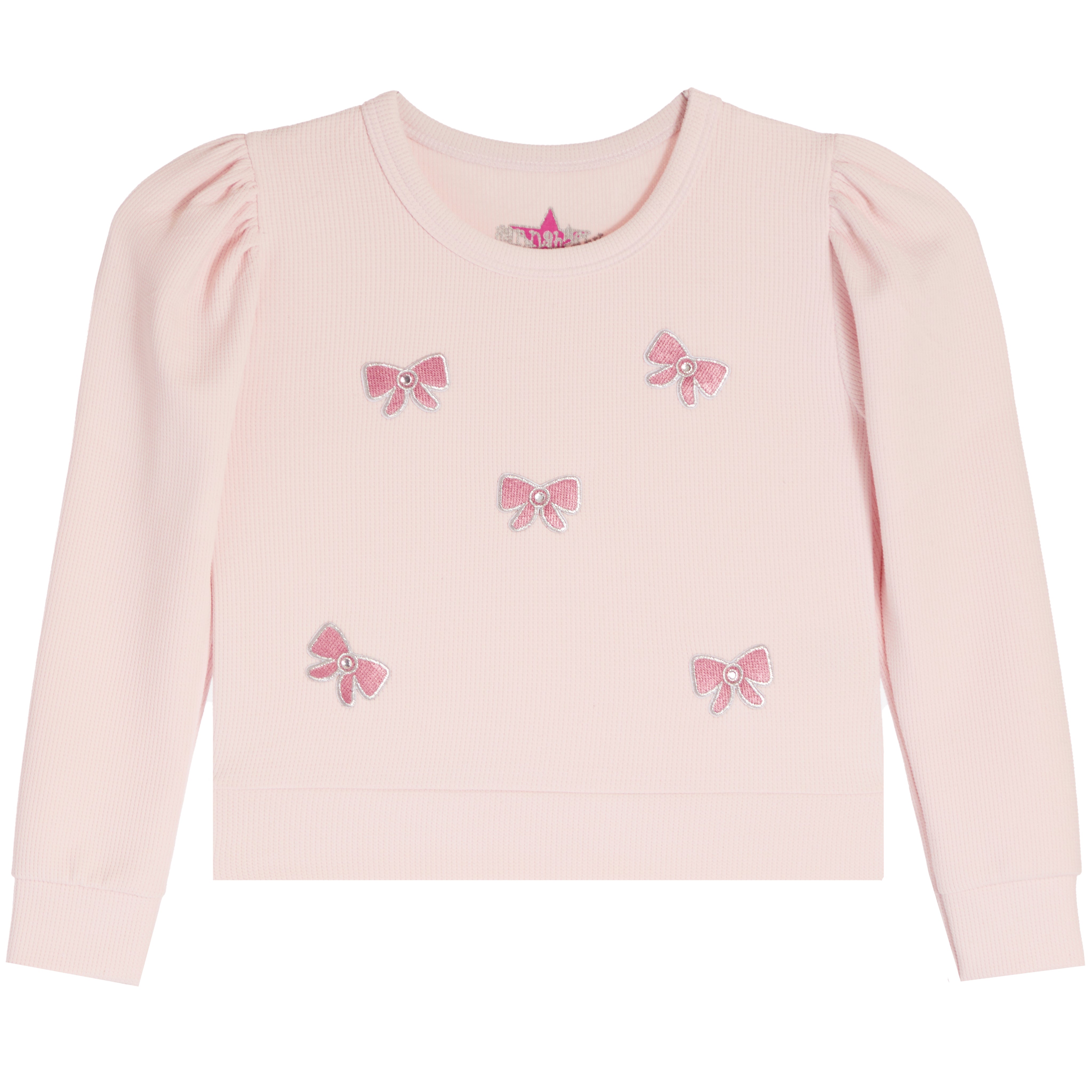 Allover Pink Bows Puff Sleeve Thermal - Denny's