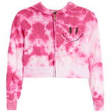Black Smile Tie Dye Cloud Zip Hoodie