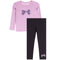 Purple Long Sleeve Sequined Bow with Black Legging w Sequined Bow Set