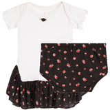 2pc Diaper Dress Black Rose