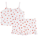 2pc Allover Strawberry Ruffle Short Set