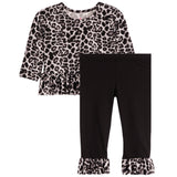 2pc Leopard Ruffle Straight Ruffle Set
