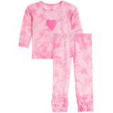 2pc Heart Ruffle Tie Dye Legging Set